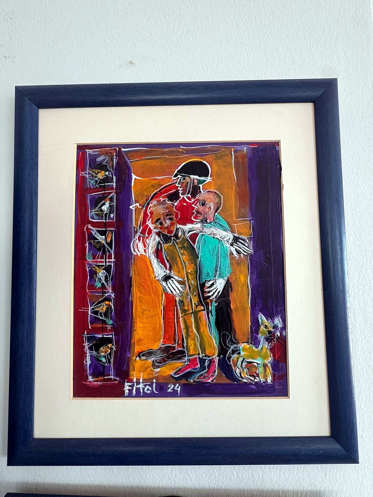 Three figures in orange and violet, 2024 — Ahmet Fitoloğlu